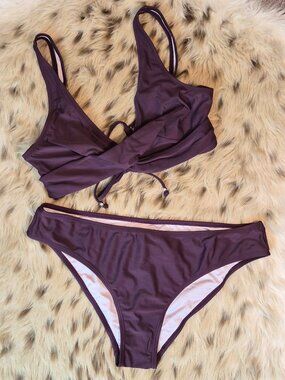 Cupshe Dark Purple Bikini Sz L